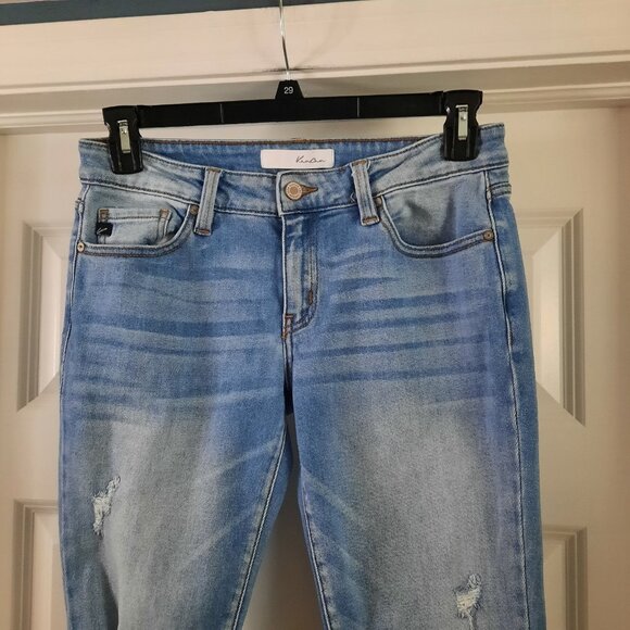 Kancan Jeans Womens 9/28 Low‎ Rise Skinny Ankle Distressed Raw Hem Boho Stretch - Picture 3 of 10